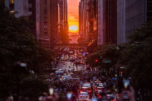 تماشای غروب خورشید در منهتن نیویورک