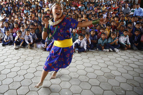 مراسم روز معلم در مدرسه‌ای در کاتماندو نپال