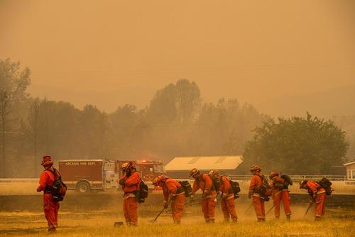 عملیات اطفاء آتش در جنگل‌های ایالت کالیفرنیا آمریکا