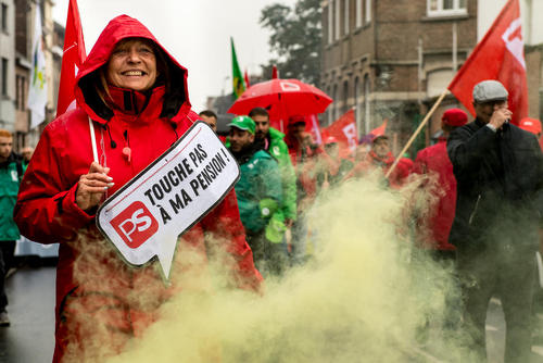تظاهرات اتحادیه‌های کارگری علیه اصلاح و تغییر قانون بازنشستگی در بلژیک