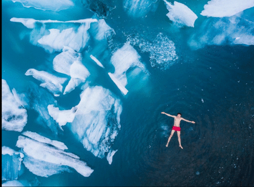 شنا در یخ های قطبی ایسلند/ عکس روز وب سایت 