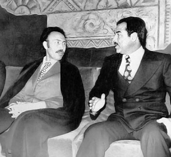 صدام و بومدین در نشست الجزایر - 1975