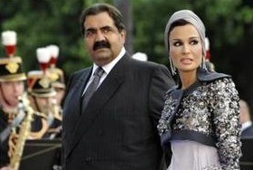 امیر قطر و همسرش