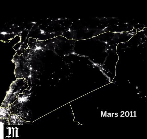 نتیجه 4 سال جنگ سوریه در یک عکس فضایی