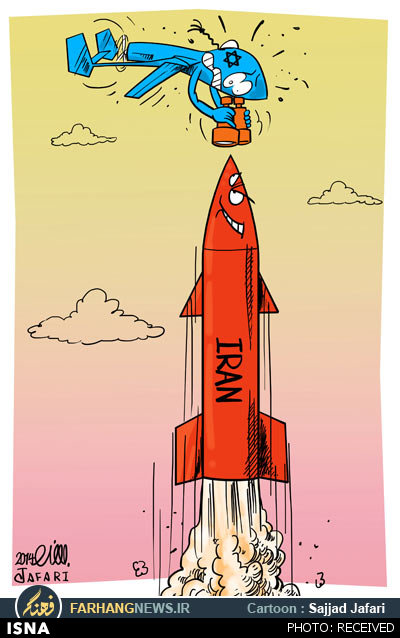 لحظه عکس‌برداری پهپاد از موشک ایرانی/ کاریکاتور