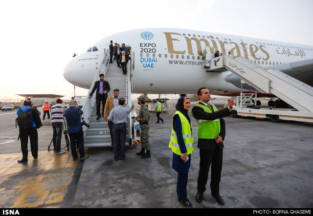 فرود بزرگترین هواپیمای مسافری دنیا در فرودگاه امام خمینی (عکس)
