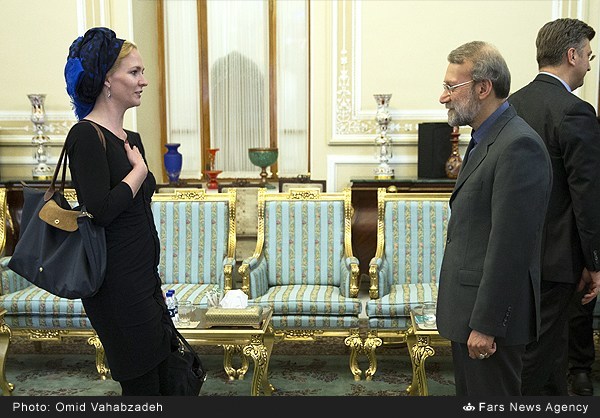 حجاب نماینده پارلمان اروپا در دیدار با لاریجانی (عکس)