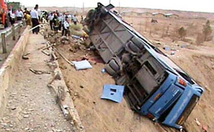 واژگونی اتوبوس زائران اربعین در عراق