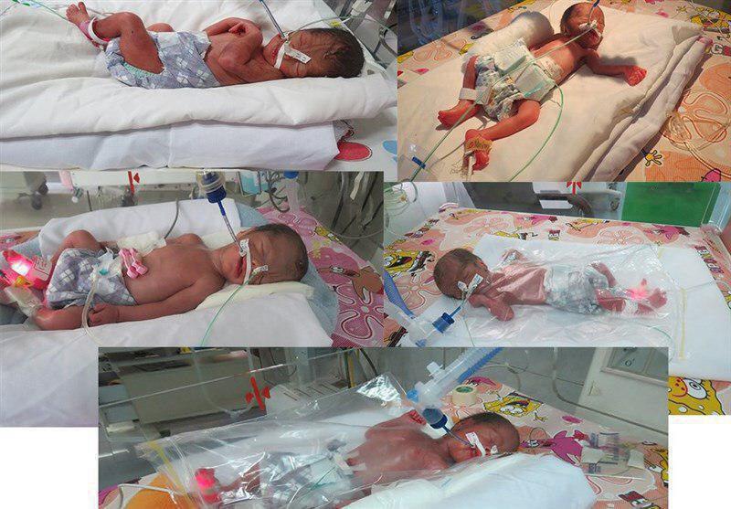 تولد نوزادان 5 قلو در شیراز