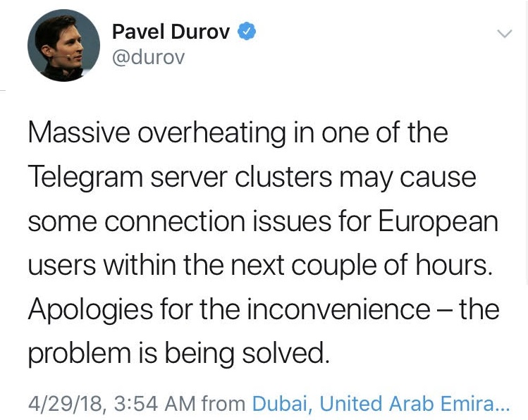 پاوول دوروف: در حال رفع اختلالات ارتباطی تلگرام هستیم