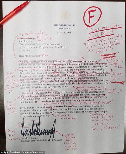 ترامپ در املاء مردود شد!/ &laquo;دونالد، بعد از کلاس بیا پیش من&raquo;