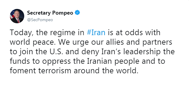 وزیر خارجه آمریکا: ایران با صلح جهانی در تضاد است