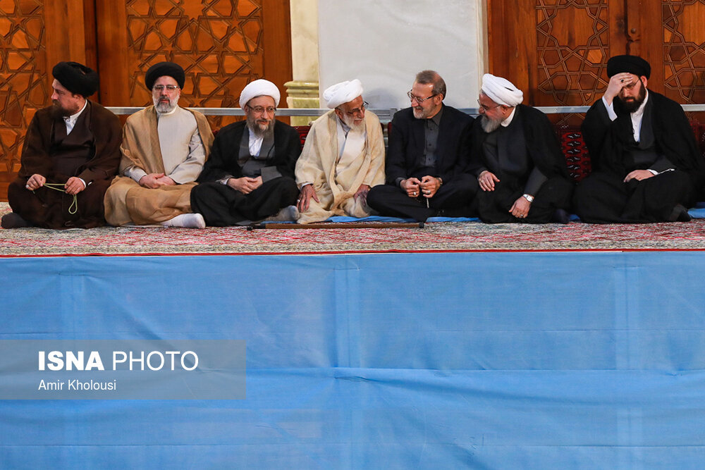 خوش و بش روحانی و لاریجانی با آیت&zwnj;الله جنتی/ عکس