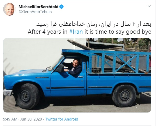 سفیر آلمان با نیسان آبی از ایران رفت (+عکس)