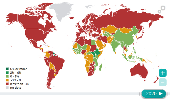 کرونا وبحران اقتصاد جهانی: رشد دنیا منفی؛ رشد چین مثبت (+نقشه)
