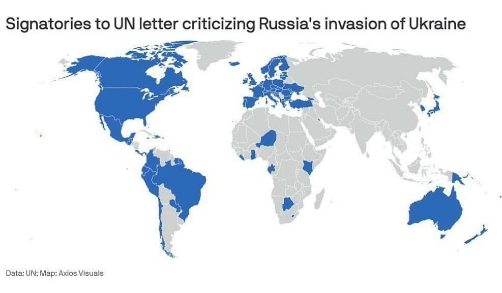 کشورهایی که روسیه را بابت حمله به اوکراین محکوم کردند (+نقشه)