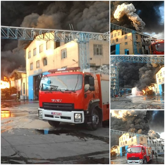 آتش‌سوزی در کارخانه تولید الکل در قم