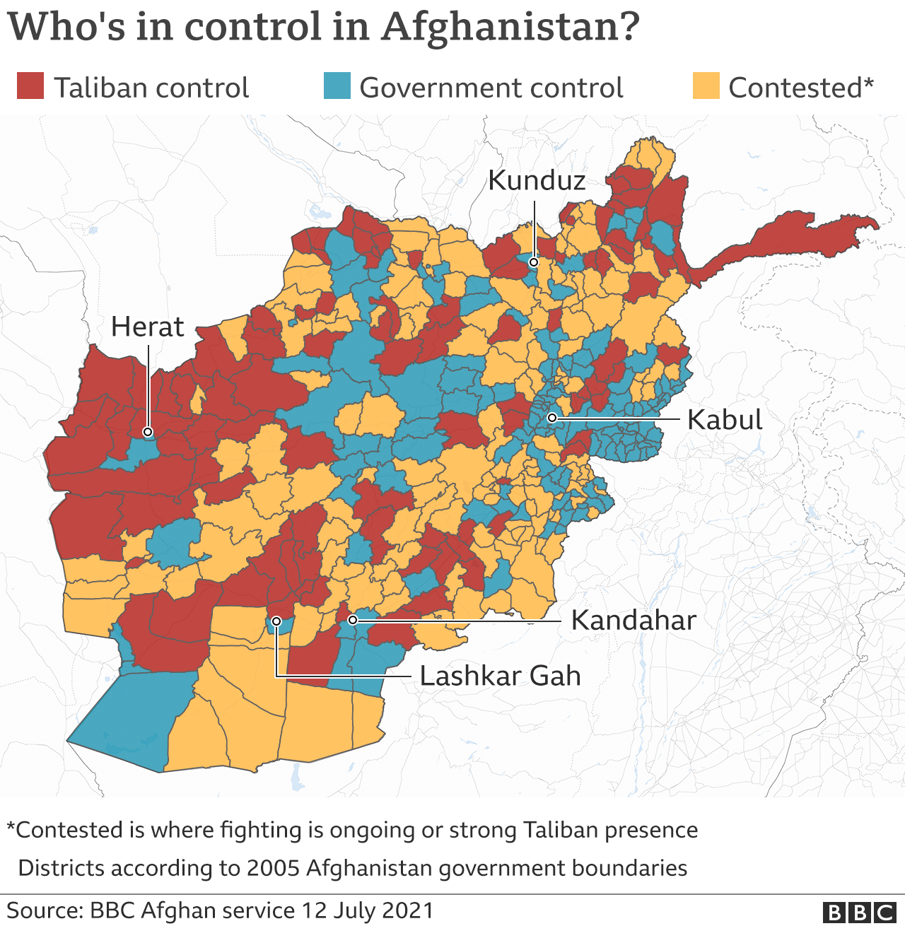 مناطق تحت کنترل افغانستان