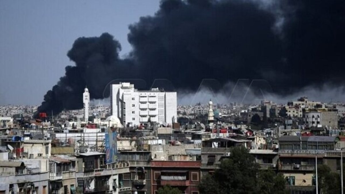 آتش‌سوزی گسترده در جنوب دمشق سوریه