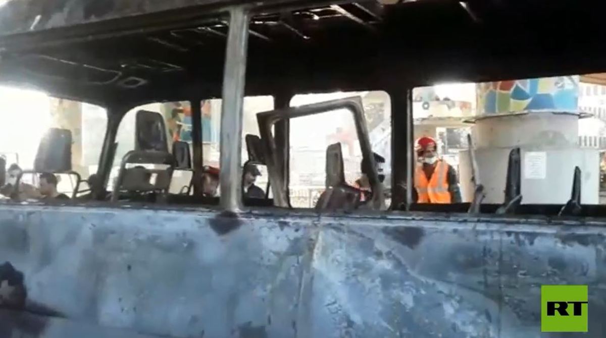 انفجار بمب در نزدیکی اتوبوس ارتش در سوریه (فیلم)