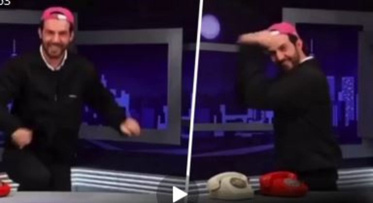 رقص مازندرانی مجری تلویزیون وسط برنامه، به سبک یک داور کُشتی (فیلم)