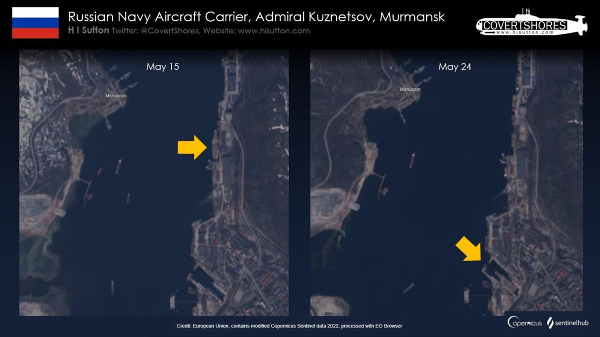 تنها ناو هواپیمابر روسیه به حوضچه رفت (عکس ماهواره ای)