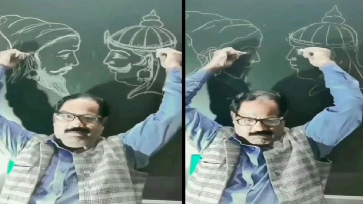 ببینید| نقاش هندی که پشت به تابلو نقاشی می‌کشد