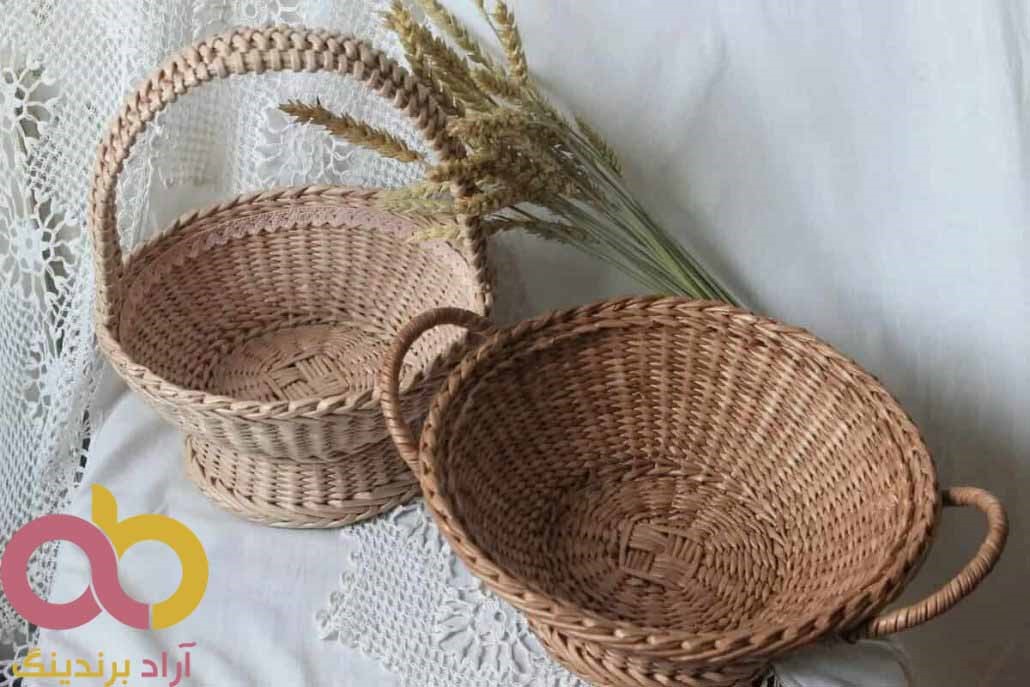 سبد حصیری گرد سفید پلاستیکی