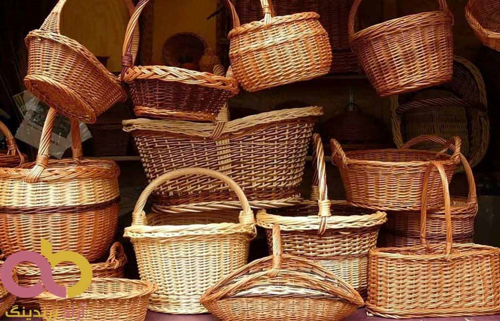 سبد حصیری گرد سفید پلاستیکی