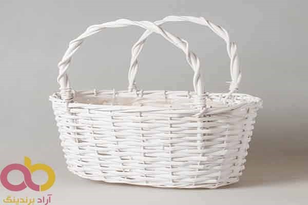 سبد حصیری گرد سفید پلاستیکی