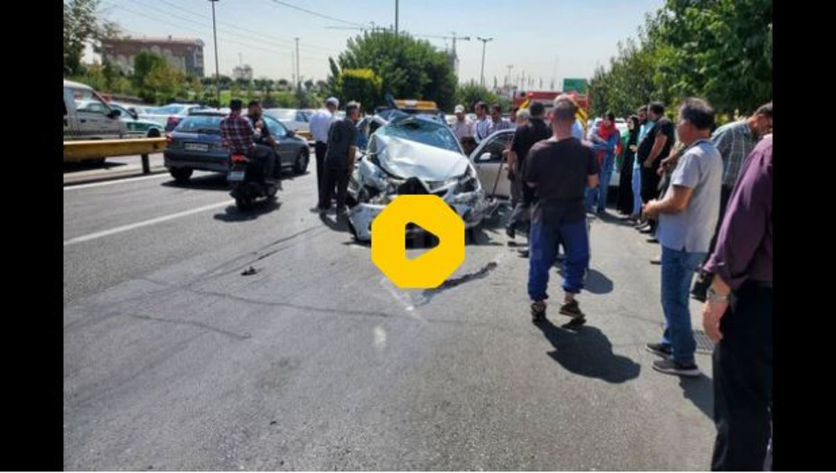 ببینید | تصادف خودروی حمل سیمان با ۷ خودرو در تهران