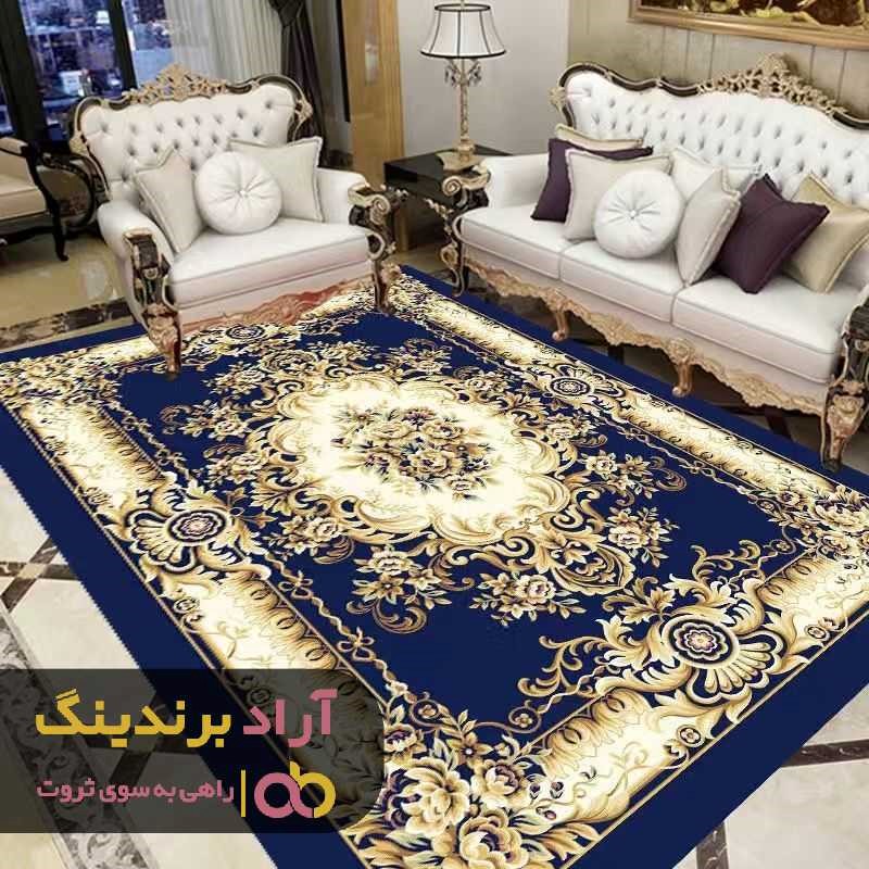 خرید اینترنتی روفرشی کشدار طرح سنتی سرمه ای