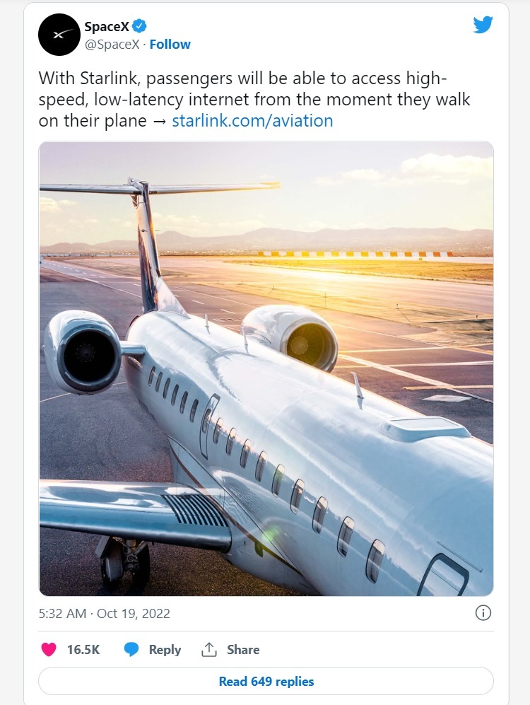 سرویس استارلینک به هواپیماها راه پیدا می‌کند