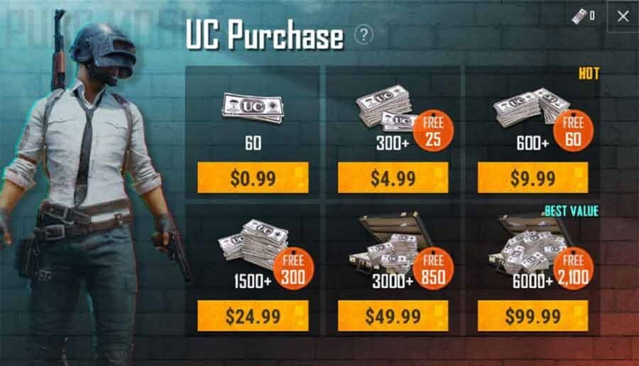 خرید گیفت کارت یوسی پابجی