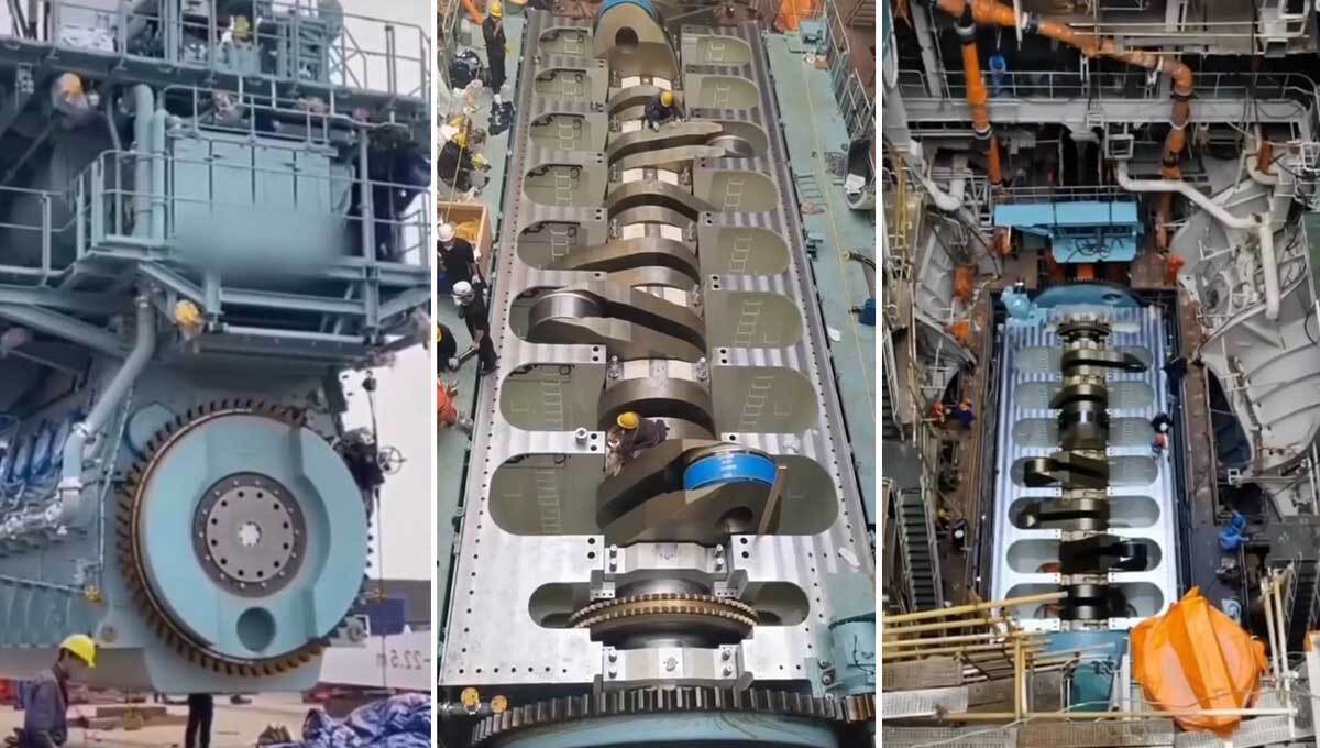 بزرگترین موتور دیزلی جهان به اندازه یک ساختمان 4 طبقه! (فیلم)