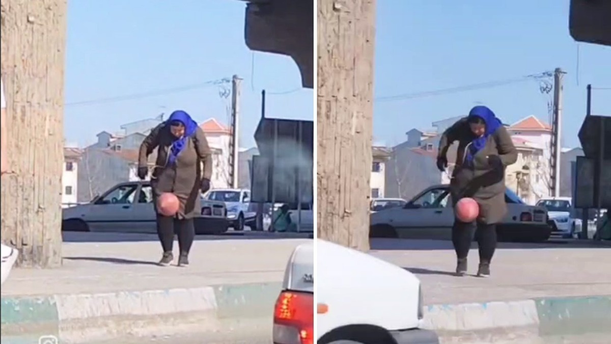 روپایی زدن یک زن مسن گیلانی در کنار خیابان (فیلم)