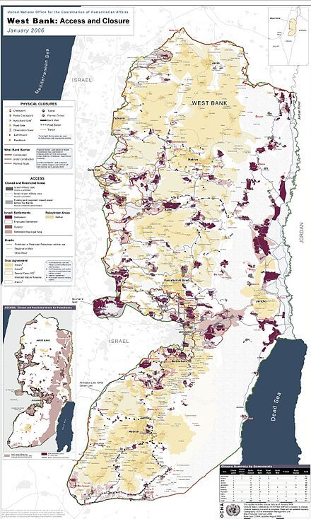 نقشه شهرک های اسرائیلی نشین در کرانه باختری فلسطین