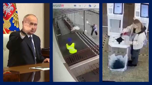 روسیه: رای دهندگان از بمب های بنزینی و رنگ برای اعتراض به انتخابات در مراکز رای گیری استفاده می کنند - ویدئو