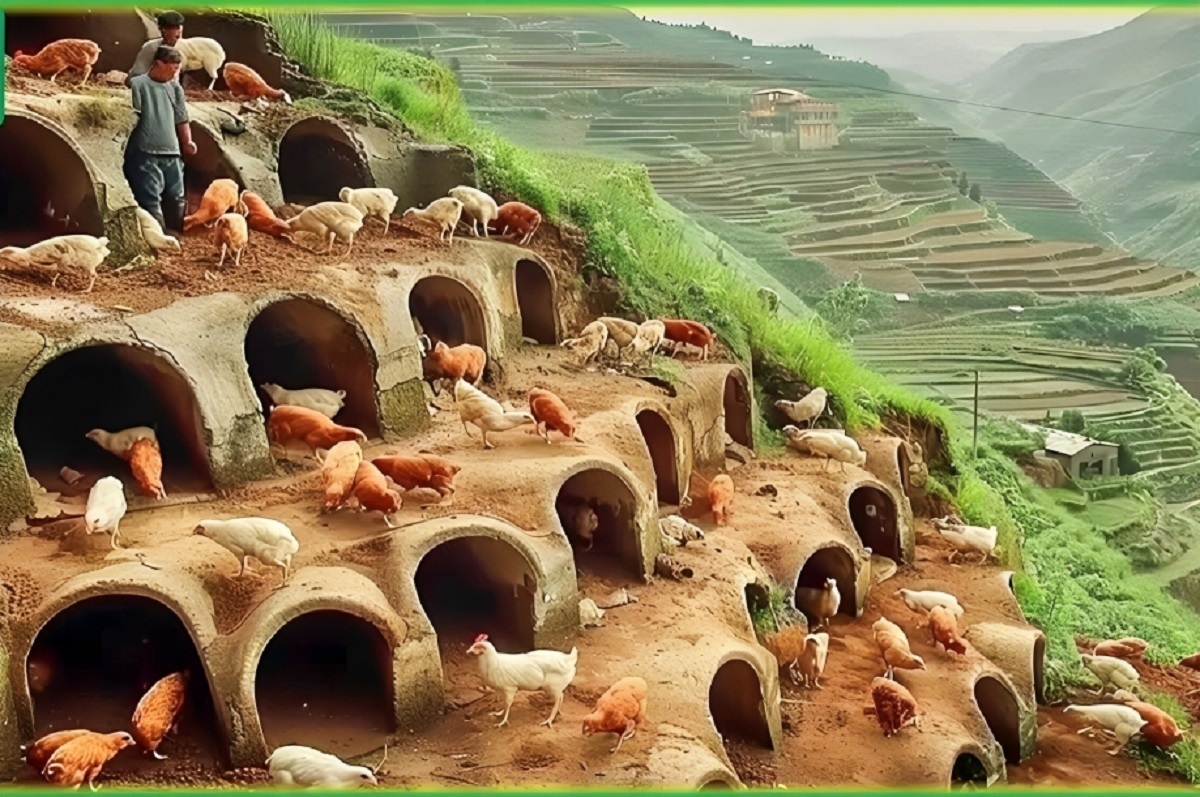 چگونه چینی‌ها هزاران مرغ و خروس محلی را در دخمه‌های کوهی پرورش می‌دهند (فیلم)