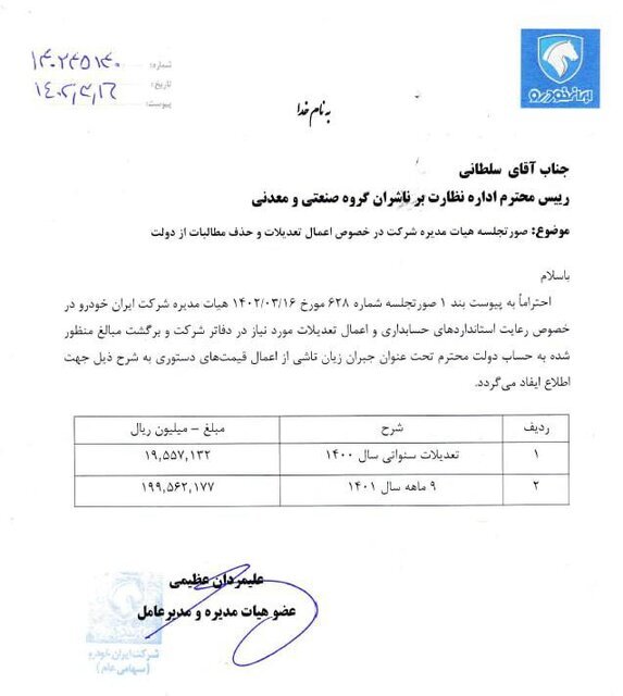 نامه ایران‌خودرو به سازمان بورس