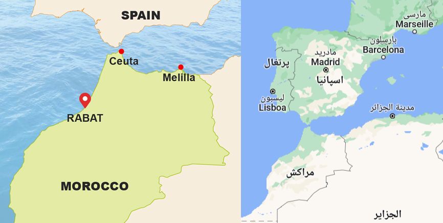 دو منطقه و شهر سپته و ملیله در شمال مراکش و آفریقا، تحت حاکمیت اسپانیا هستند