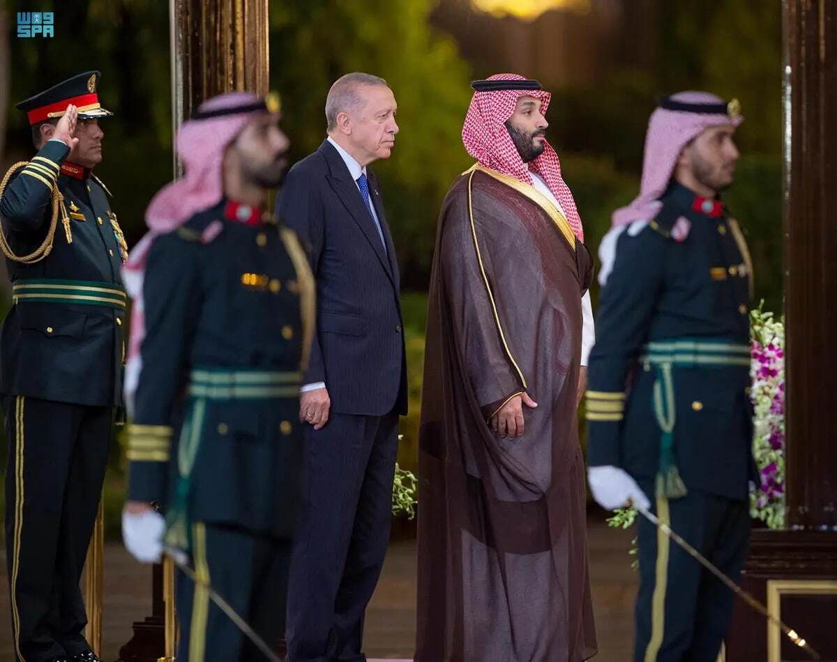 استقبال از اردوغان توسط محمد بن سلمان ولیعهد عربستان سعودی در قصر السلام - جده