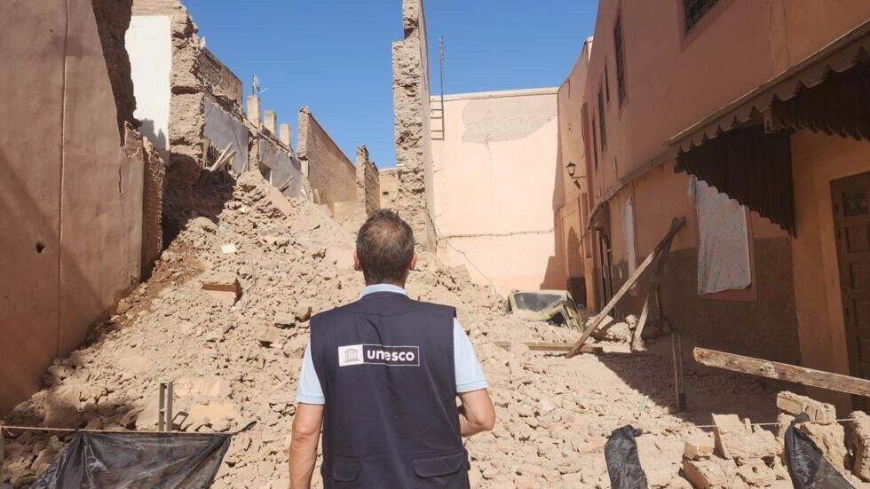 آثار زلزله در منطقه تاریخی شهر مراکش