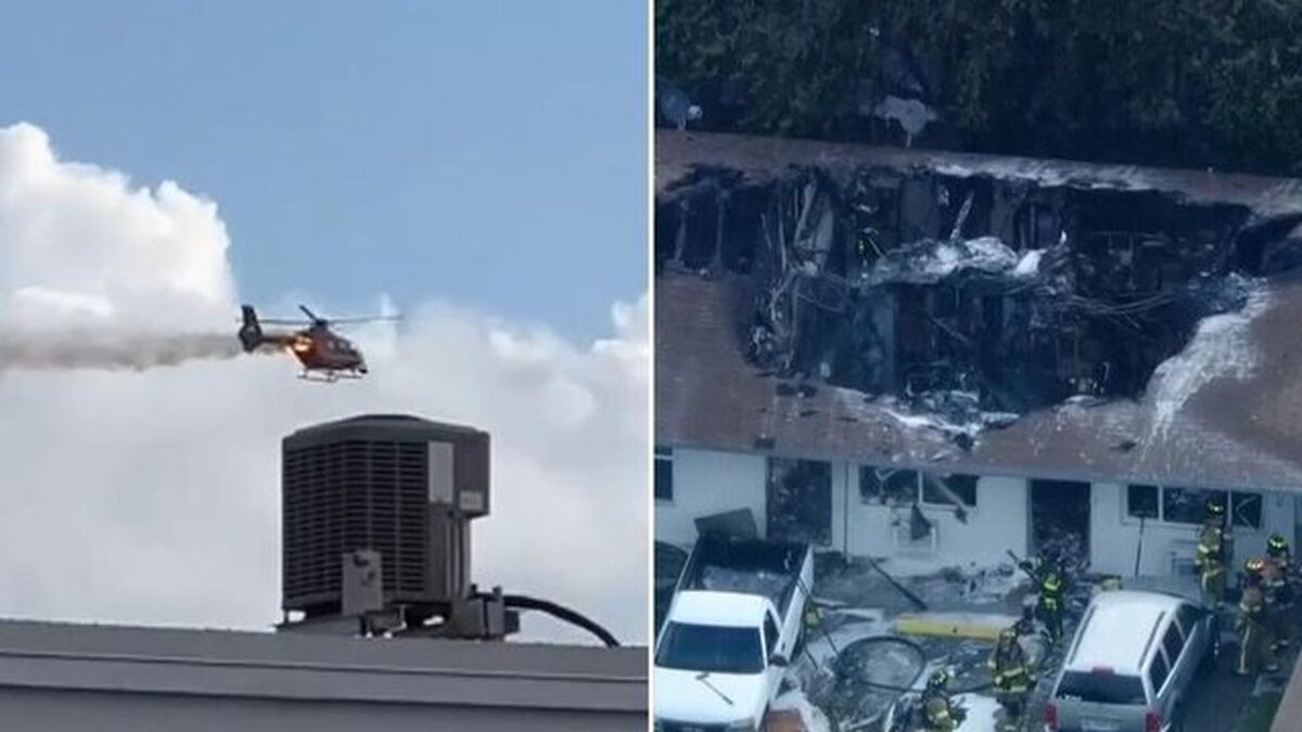 سقوط بالگرد امداد و نجات روی ساختمانی در «فلوریدا»ی آمریکا
