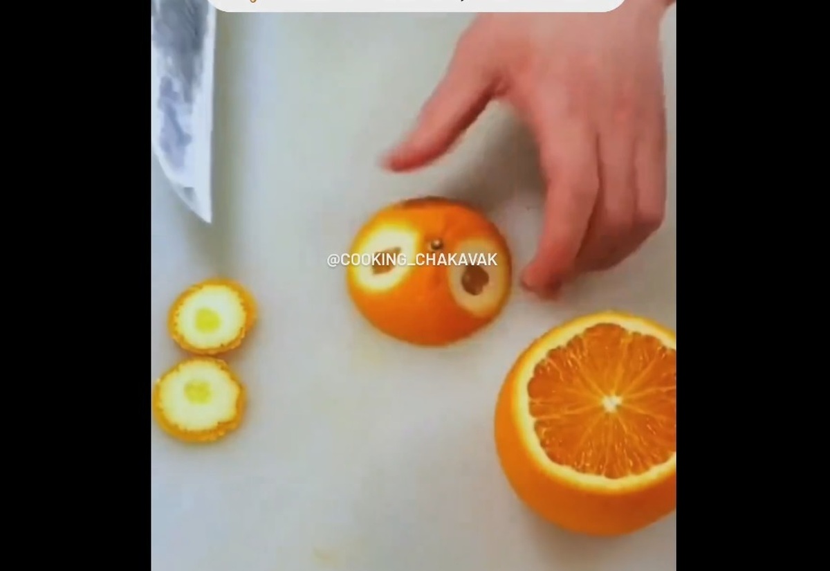 میوه آرایی جالب با یک پرتقال (فیلم)
