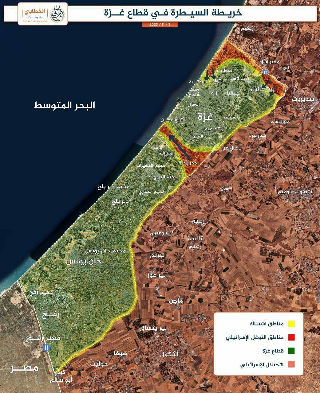 نقشه محاصره شهر غزه و جدا کردن ارتباط شمال با جنوب غزه