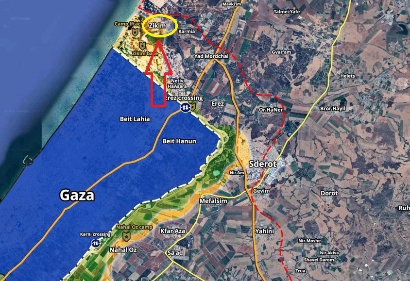 نقشه حمله نیروهای ویژه حماس به پایگاه نظامی زیکیم در داخل اسرائیل 