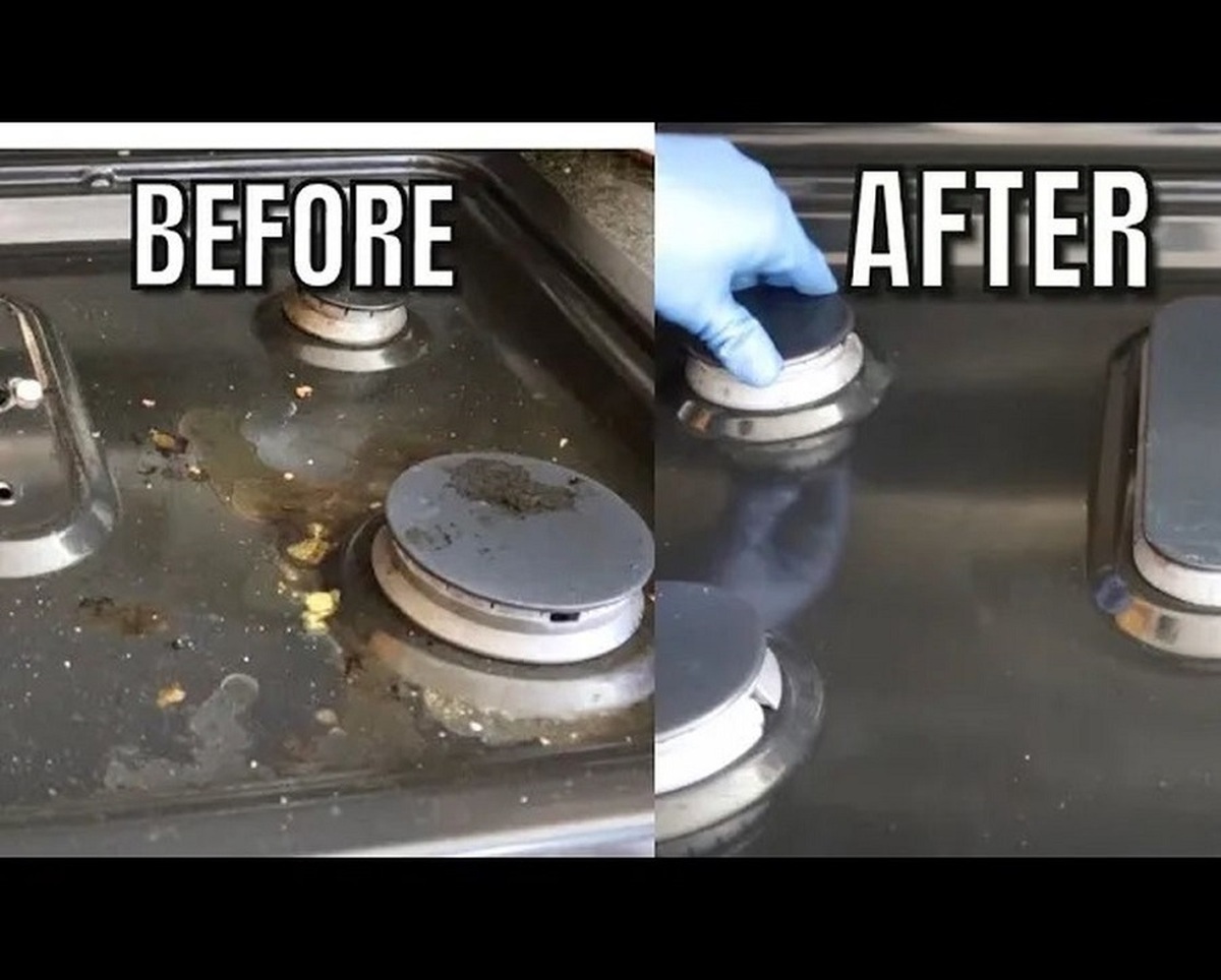 یک روش برای تمیز کردن اجاق گاز با جوش شیرین و سرکه (فیلم)