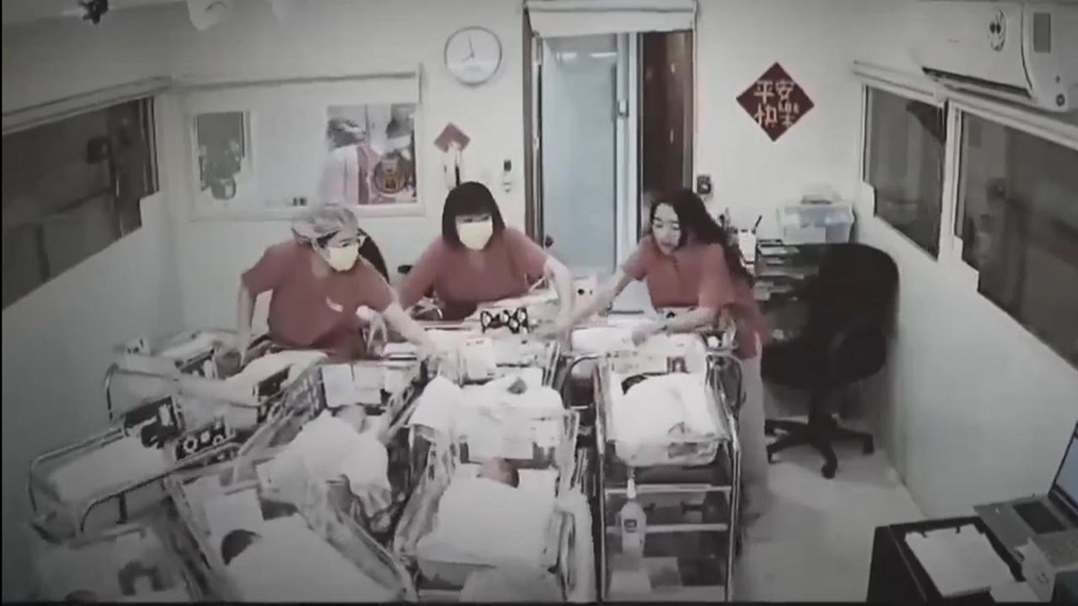 فداکاری پرستاران زایشگاه هنگام وقوع زلزله در تایوان (فیلم)