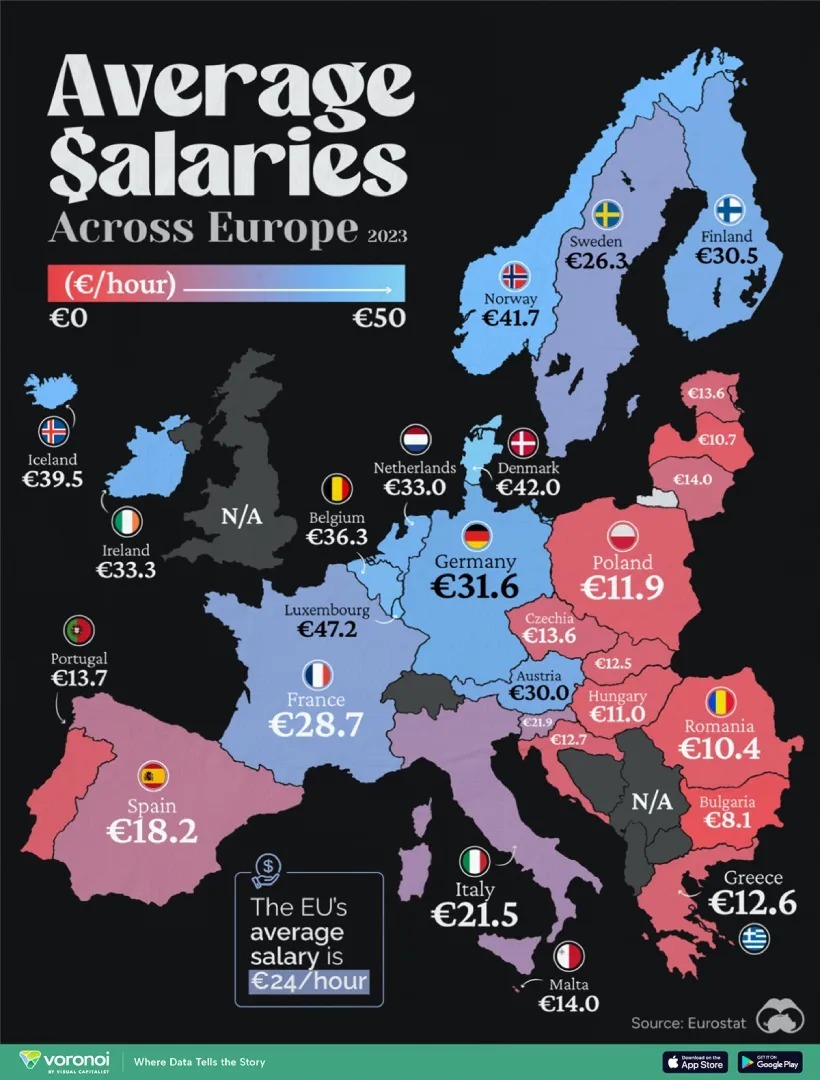میانگین دستمزد در کشورهای اروپایی چقدر است؟ (+ اینفوگرافی)